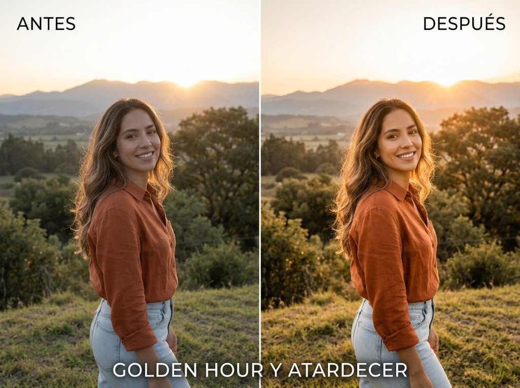 Antes y Después - Golden Hour y Atardecer